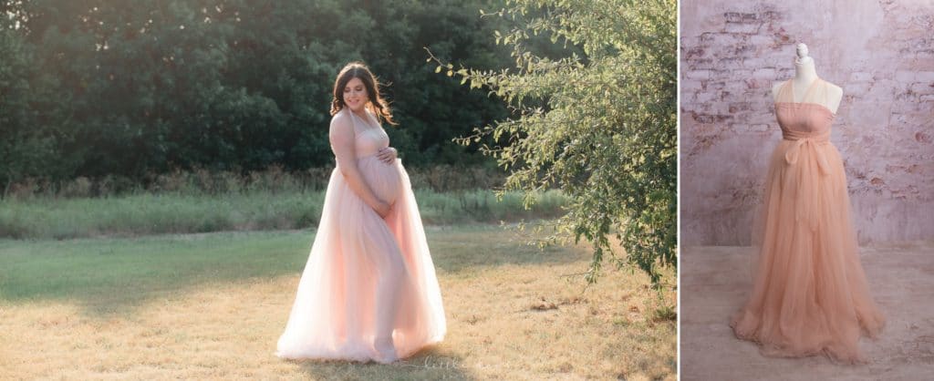 The blush dress is one of the best maternity dresses for backlit / golden light shots.