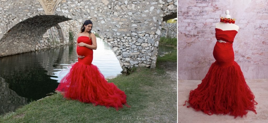 The red dress - one of my favorite formal maternity dresses